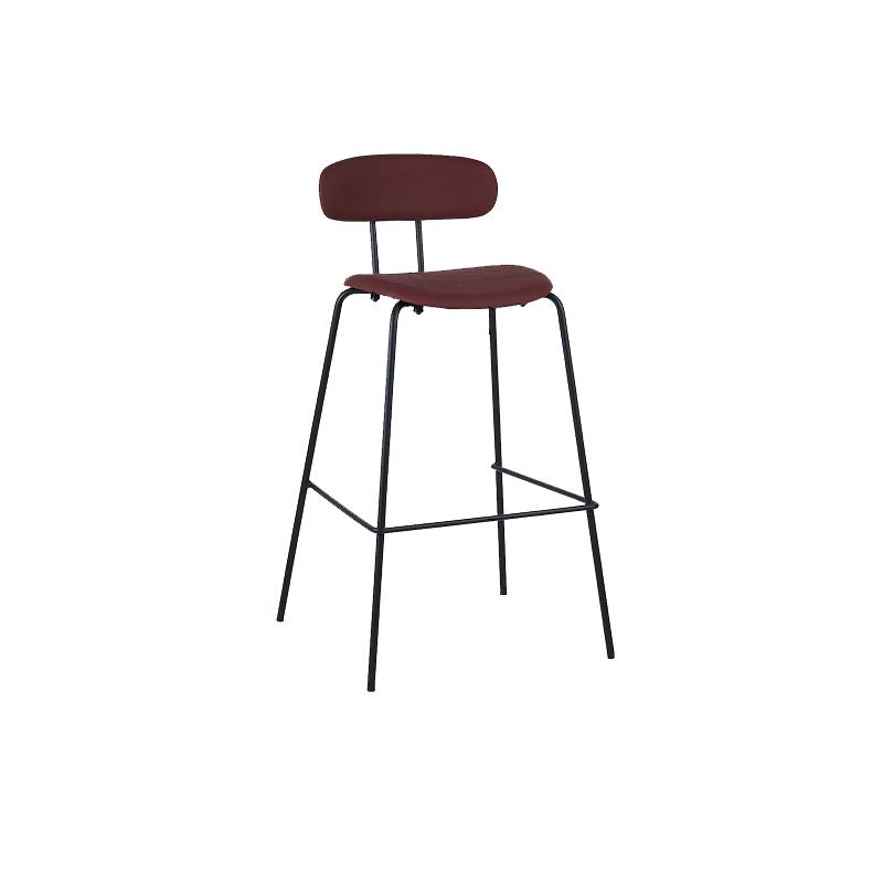 Industrial Iron Legs Bar Stool PU Leather Low Back Barstools for Living Room