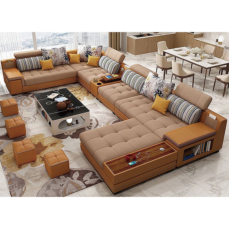 161.42"L x 98.43"W x 35.43"H Sofa Pillow Back Sectionals with Storage Clearhalo 'furn' 'furn_sectionals' 'Furniture' 'furniture_sectionals' 'Living Room Furniture' 'Sectionals' 1200x1200_cd79a48b-bf42-478a-ad08-285a9ac126fe