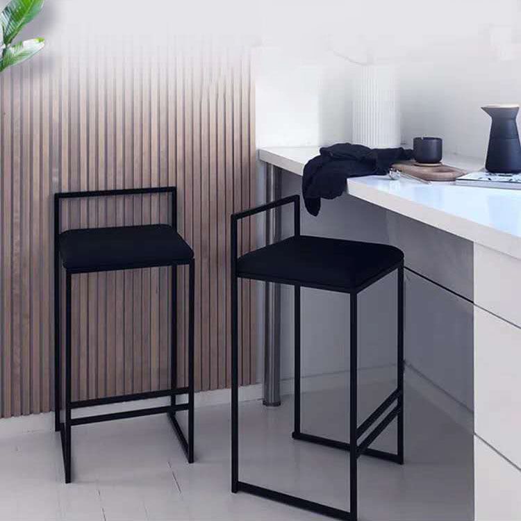 Metal Low Back Bar Stool Modern Indoor Counter Stool with Upholstered