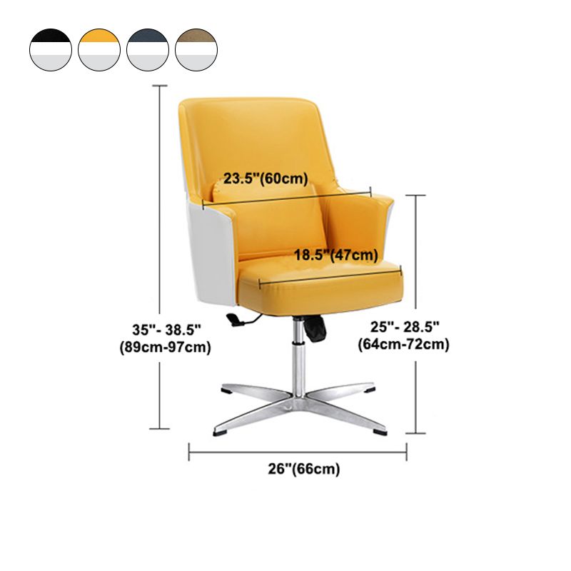 フェイクレザータスクチェアモダンな調整可能なスイベルオフィスチェア固定腕