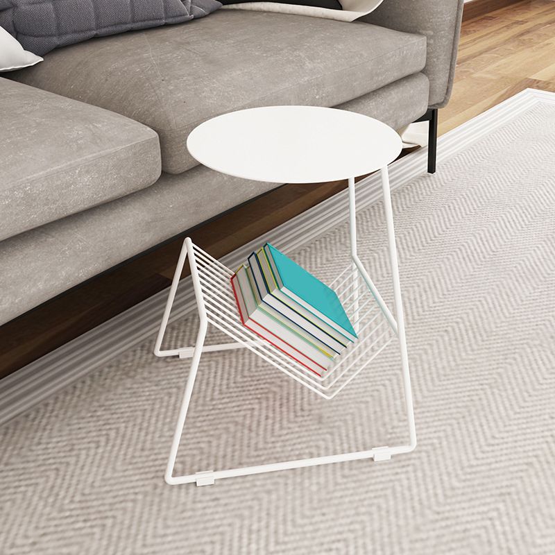 Metallic Frame End Table with Storage Round Accent Side Table Clearhalo 'Coffee & Accent Tables' 'End & Side Tables' 'end_side_tables' 'furn' 'furn_end_side_tables' 'Furniture' 'Living Room Furniture' 1200x1200_cd7c96b5-bc73-4559-8488-564c109c6bb4