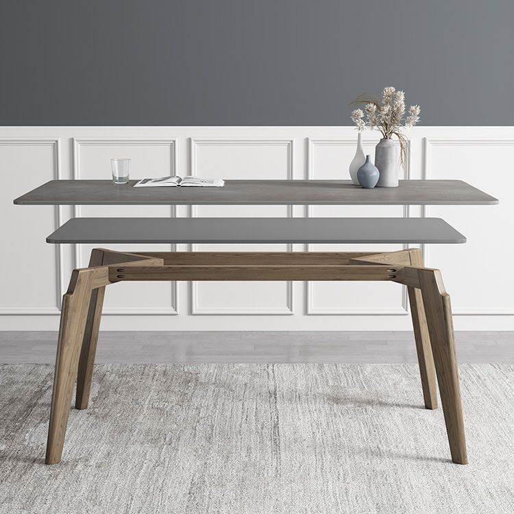 Rectangle Sintered Stone Grey Tone Dining Table Vintage 4 Legs Table for Dining Room Clearhalo ' dining_table' 'Dining Tables & Seating' 'Dining Tables' 'furn' 'furn_dining_table' 'Furniture' 'furniture_dining_table' 'Kitchen & Dining Furniture' 'kitchen&dining_furn' 'kitchen' 'kitchen_dining_table' 1200x1200_cd7e41f2-4009-4bb1-b959-95504ac4741b