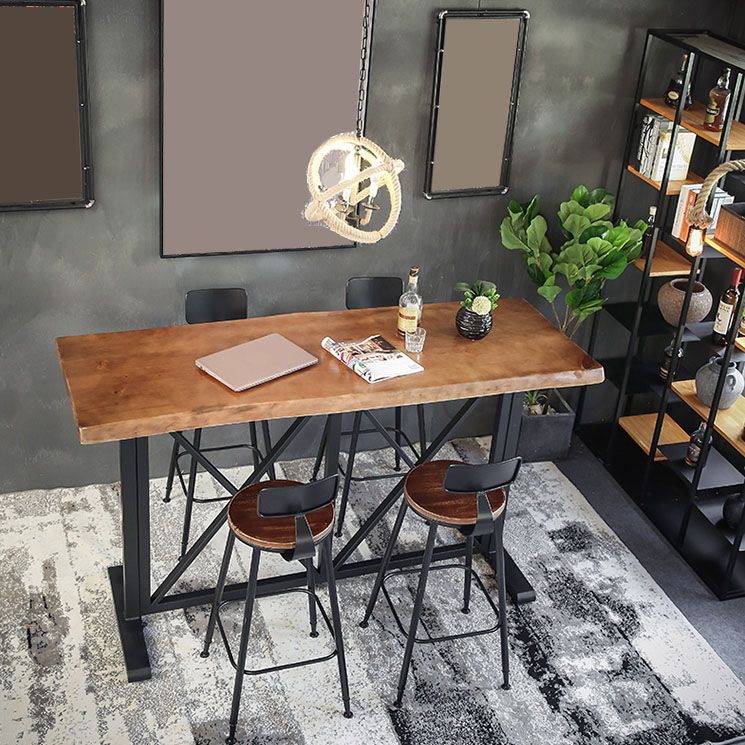 Ensemble de Table de Bar industrielle, 1/5 pièces, Table de comptoir rectangulaire en bois de pin avec tabourets pour Bar