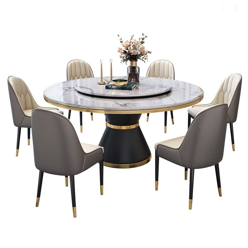Contemporary Sintered Stone Top Dinette Set with Round Table Dining Room Set for Dining Room Clearhalo 'Dining Room Sets' 'Dining Tables & Seating' 'dining_room_set' 'furn' 'furn_dining_room_set' 'Furniture' 'furniture_dining_room_set' 'Kitchen & Dining Furniture' 'kitchen&dining_furn' 'kitchen' 1200x1200_cd7f0bde-8d46-46f2-96ec-b5132ddd7d62