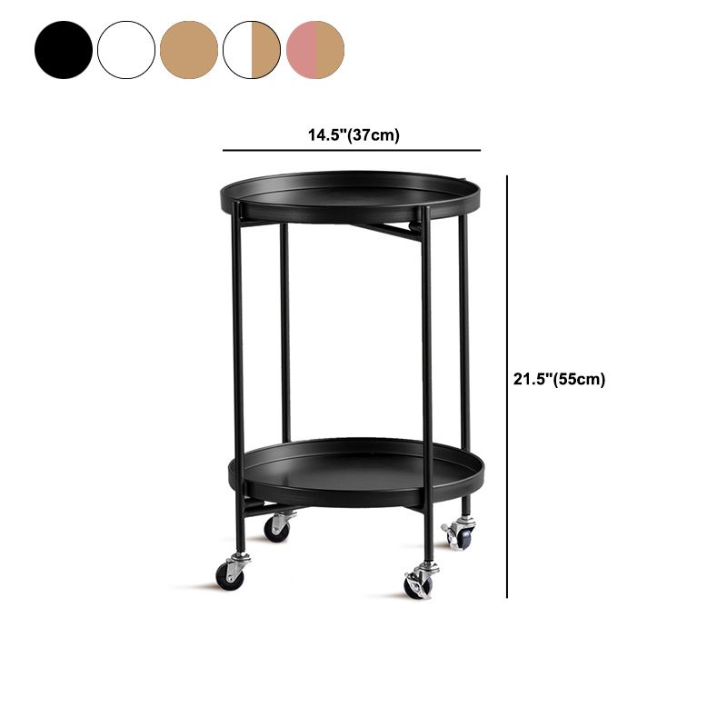 Tavolo laterale superiore del vassoio rotondo della metà del secolo Metal 4 gambe tavolino con scaffale