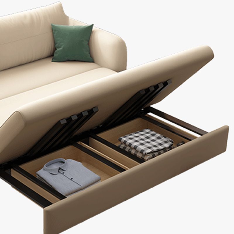 モダンフェイクレザースリーパーソファ布張りの正方形の腕ソファベッド