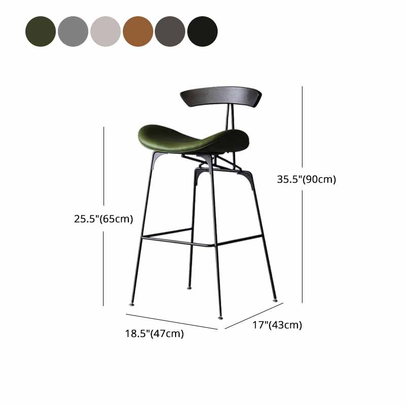 Iron Upholstered Counter Stools Industrial Low Back Bar Stools with Saddle Seat Clearhalo 'Bar Furniture' 'Bar Stools' 'bar_stools' 'furn' 'furn_bar_stools' 'furniture_bar_stools' 'Kitchen & Dining Furniture' 'kitchen&dining_furn' 'kitchen' 'kitchen_furn' Furniture' 1200x1200_cd83ef78-9ef0-4a76-9342-5555bed328de