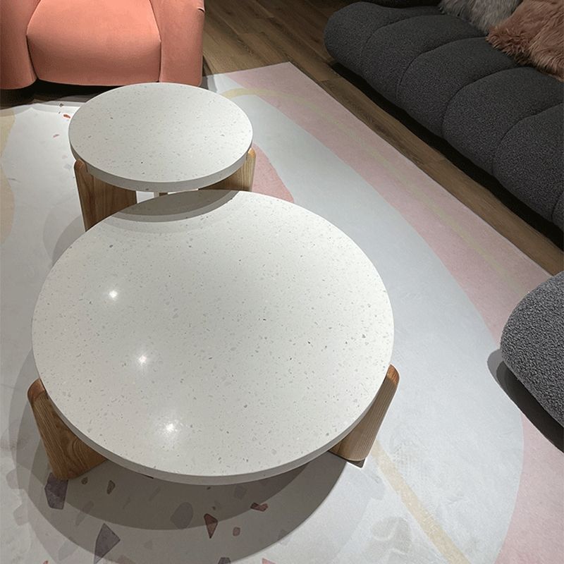 3 Legs Single Coffee Table Modern Round White Slate Coffee Table Clearhalo 'Coffee & Accent Tables' 'Coffee Tables' 'coffee_tables' 'furn' 'furn_coffee_tables' 'Furniture' 'Living Room Furniture' 1200x1200_cd855dd3-ef2c-4dbf-90fd-cd12636fc6ec