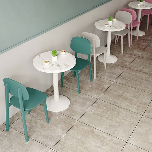 Industrial Wooden White Table for Restaurant Dining Table with Metal Base