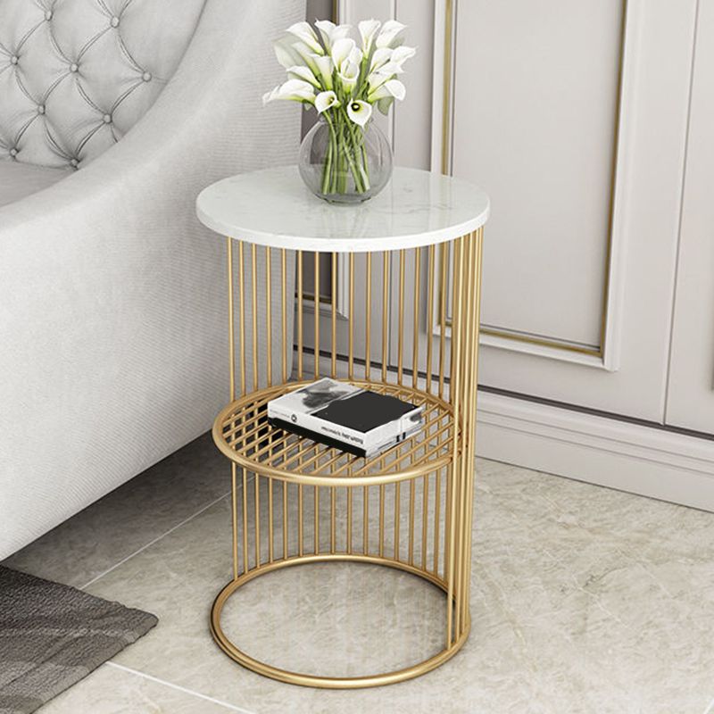 21.65" Tall Mid-century Side End Table Metal Frame Round Sofa Side Accent Table