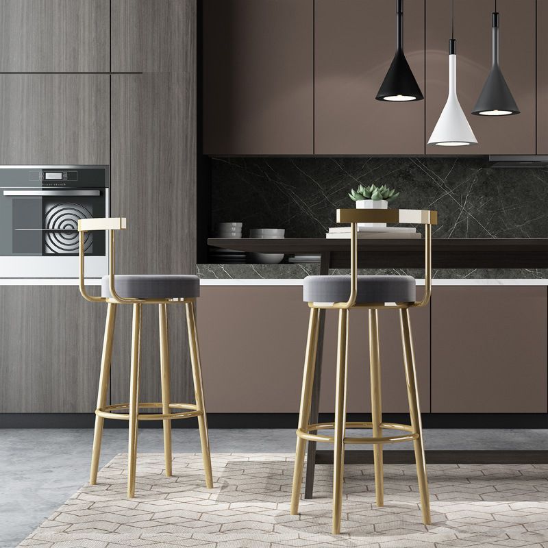 Nordic Style Bar-stool Round Seat Counter Bar Stool with Metal Legs Clearhalo 'Bar Furniture' 'Bar Stools' 'bar_stools' 'furn' 'furn_bar_stools' 'Furniture' 'Kitchen & Dining Furniture' 1200x1200_cd8a5113-8e1d-4e09-9140-a4cc6b241684