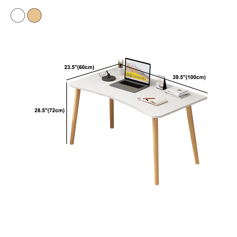 Modern White and Brown Office Desk Parsons Wooden Curved Writing Desk for Bedroom Clearhalo 'furn' 'furn_office_desk' 'Furniture' 'Office Desks' 'Office Furniture' 'office_desk' 1200x1200_cd8bc06f-5432-4986-851d-2f20ac4b5610