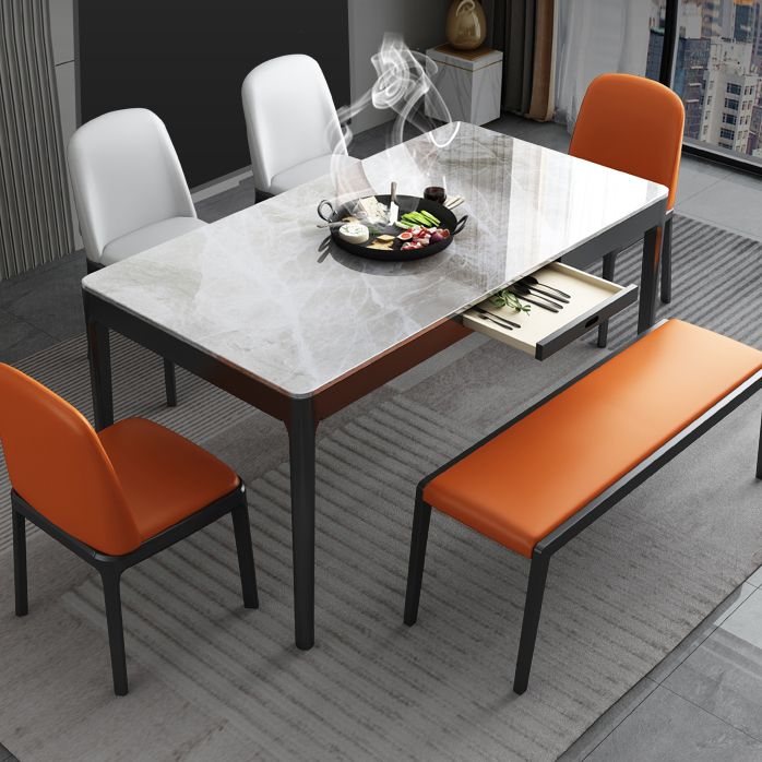 Rectangle Three-Color Dining Table Sintered Stone Table Vintage with Drawer Clearhalo ' dining_table' 'Dining Tables & Seating' 'Dining Tables' 'furn' 'furn_dining_table' 'Furniture' 'furniture_dining_table' 'Kitchen & Dining Furniture' 'kitchen&dining_furn' 'kitchen' 'kitchen_dining_table' 1200x1200_cd8c4d70-20b0-4409-8648-a78fd50fa153