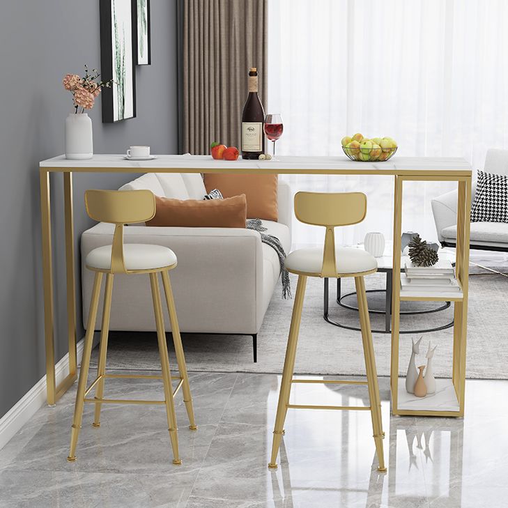 Tavolo da pranzo a barre di pietra glam rettangolo bar con doppio piedistallo per balcone