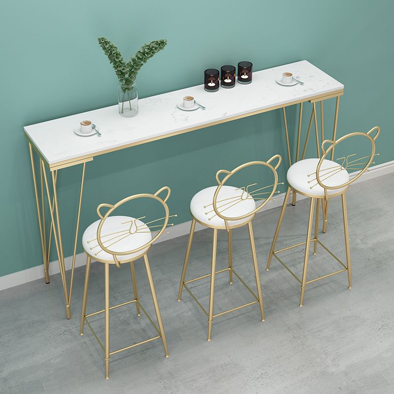 Glam 1/3/4/7 Pieces Bar Table Set Rectangle Stone Counter Table with High Stools Clearhalo 'Bar Furniture' 'furn' 'furn_home_bar_bar_sets' 'Furniture' 'Home Bars & Bar Sets' 'home_bar_bar_sets' 'Kitchen & Dining Furniture' 1200x1200_cd90be90-6864-4a8a-8367-b2132b5df935