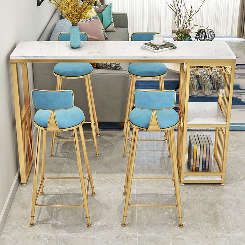Stone Bar Dining Table Glam Rectangle Bar Table with Double Pedestal for Dining Room Clearhalo 'Bar Furniture' 'Bar Tables' 'bar_tables' 'furn' 'furn_bar_tables' 'Furniture' 'furniture_bar_tables' 'Kitchen & Dining Furniture' 1200x1200_cd91cc08-59ba-411b-b46c-37d4d7989326