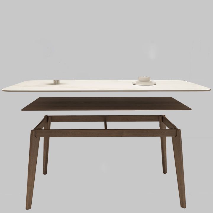 Tavolo da pranzo in stile shaker rettangolo 4 gambe marroni in legno massiccio tavolo da pranzo