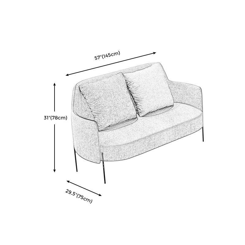 Contemporary Square Arm Standard Cotton Blend/Faux Leather Settee with Pillows Clearhalo 'furn' 'furn_sofas' 'Furniture' 'furniture_sofas' 'Living Room Furniture' 'Sofa' 'sofas' 1200x1200_cd985dc1-a1c4-4cd8-b23f-715f2f960706