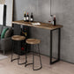 Industrial Pine Pub Bar Table Indoor Iron Double Pedestal Bar Dining Table with 2-Shelf Clearhalo 'Bar Furniture' 'Bar Tables' 'bar_tables' 'furn' 'furn_bar_tables' 'Furniture' 'furniture_bar_tables' 'Kitchen & Dining Furniture' 'kitchen&dining_furn' 'kitchen' 1200x1200_cd9b2f21-f19d-44b2-84e2-ae4b27993c5b