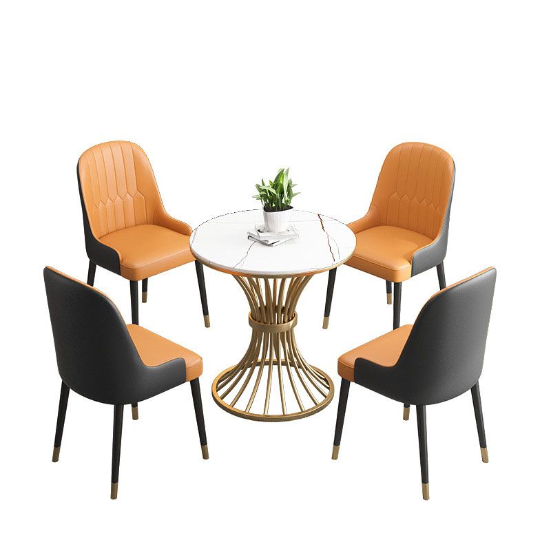 Glam Style 1/3/4/5 Pieces Dining Set Round Sintered Stone Dining Table Set Clearhalo 'Dining Room Sets' 'Dining Tables & Seating' 'dining_room_set' 'furn' 'furn_dining_room_set' 'Furniture' 'furniture_dining_room_set' 'Kitchen & Dining Furniture' 'kitchen&dining_furn' 'kitchen' 1200x1200_cd9b487e-9577-4b76-9070-8f444b8d2709