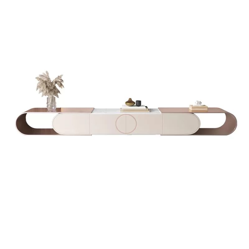 Glam Stone TV Console Media Console Open Storage Console with Drawer for Living Room Clearhalo 'furn' 'furn_tv_stands_entertainment_centers' 'Furniture' 'Living Room Furniture' 'TV Stands & Entertainment Centers' 'TV Stands & Media Storage Furniture' 'tv_stands_entertainment_centers' 1200x1200_cd9d0912-be7c-4cc4-adf4-40dabe572cce