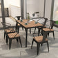 Industrial Solid Wood Dining Table Kitchen Table in Nature with Metal 4 Legs Clearhalo ' dining_table' 'Dining Tables & Seating' 'Dining Tables' 'furn' 'furn_dining_table' 'Furniture' 'furniture_dining_table' 'Kitchen & Dining Furniture' 'kitchen&dining_furn' 'kitchen' 'kitchen_dining_table' 1200x1200_cd9e2d31-2840-4087-b056-a929d4c1fe08