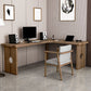 Zeitgenössischer Massivholz-Büroschreibtisch L-Form Schreibschalter für Büro