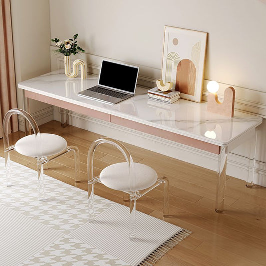 Modern Rectangular Shaped Office Table Stone Writing Desk in White Clearhalo 'furn' 'furn_office_desk' 'Furniture' 'Office Desks' 'Office Furniture' 'office_desk' 1200x1200_cda19c68-208c-44d1-913e-31966a047ae7