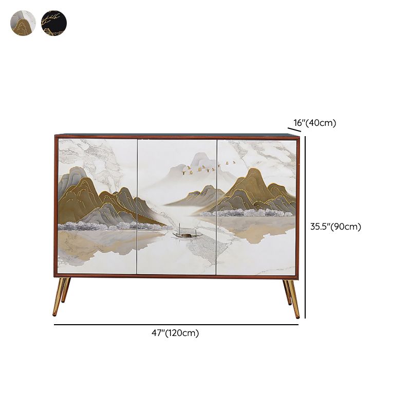 Mesa del lado del abedul del tablero lateral con puertas para el comedor