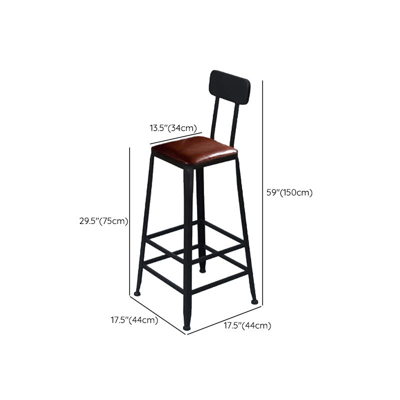 Metal Bar Stools Industrial Barstool in Black and Brown with Footrest