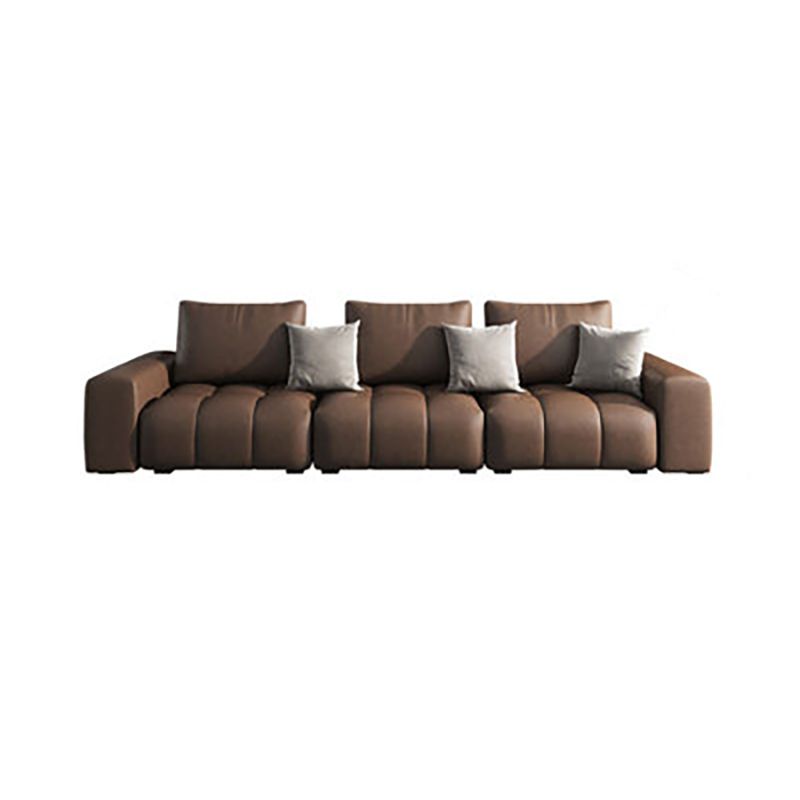 American Traditional Faux Square Arm Sectionals 37.4"High Leather Cushions Sofa,Dark Brown Clearhalo 'furn' 'furn_sectionals' 'Furniture' 'furniture_sectionals' 'kitchen' 'kitchen_sectionals' 'Living Room Furniture' 'Sectionals' 1200x1200_cda51de1-1f99-4635-a423-4305c869432c