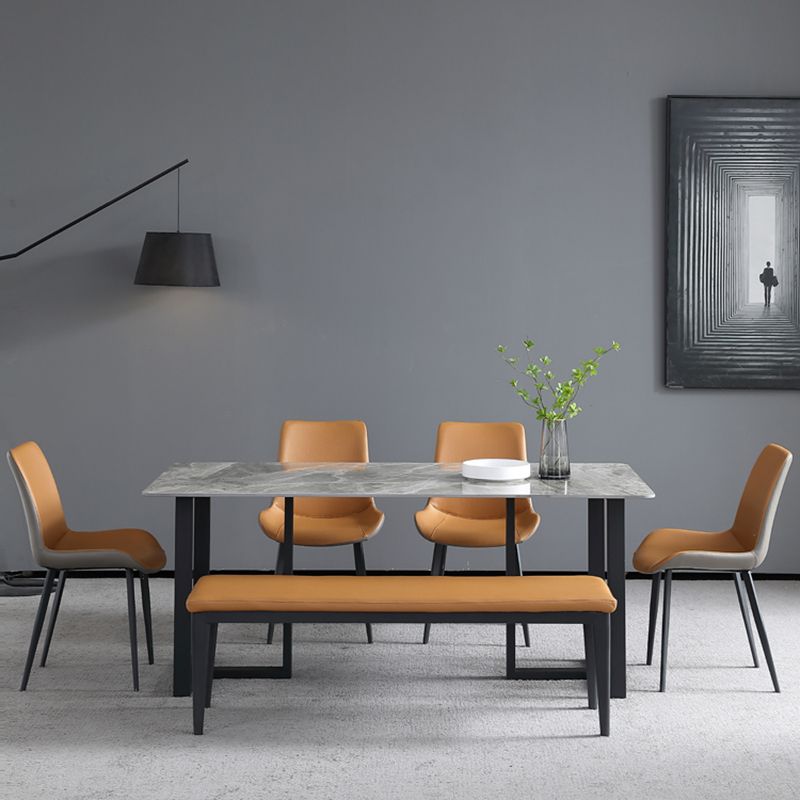 Industrial Grey Table for Restaurant Rectangle Dining Table with Double Pedestal Clearhalo 'Dining Tables & Seating' 'Dining Tables' 'dining_table' 'furn' 'furn_dining_table' 'Furniture' 'furniture_dining_table' 'Kitchen & Dining Furniture' 'kitchen' 'kitchen_dining_table' 1200x1200_cda5f06d-7696-48b0-b6b2-5a0e9c40b2f3