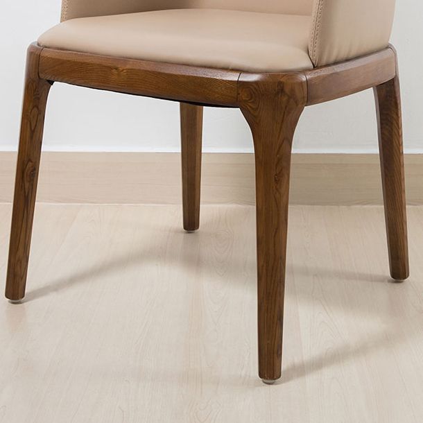 Scandinavian Leather Home Arm Chair Matte Finish Solid Back Dining Chair Clearhalo ' kitchen&dining_furn' 'Dining Chairs' 'Dining Tables & Seating' 'dining_chair' 'furn' 'furn_dining_chair' 'Furniture' 'furniture_dining_chair' 'Kitchen & Dining Furniture' 'kitchen' 1200x1200_cda808cb-c37a-4818-b2ab-42cea2a30907