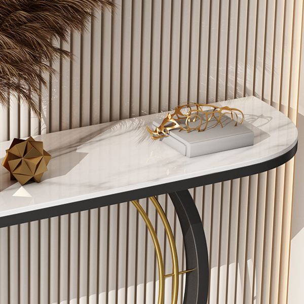 11.8" Wide Stone Console Table Scratch Resistan Console Table Ironcraft Frame Accent Table Clearhalo 'Console Tables' 'console_tables' 'Entry & Mudroom Furniture' 'furn' 'furn_console_tables' 'Furniture' 1200x1200_cda88c88-3818-4121-990c-7566200c7b45