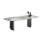 Metal Contemporary Rectangular Dining Table Sintered Stone Table with Double Pedestal Clearhalo 'Dining Tables & Seating' 'Dining Tables' 'dining_table' 'furn' 'furn_dining_table' 'Furniture' 'furniture_dining_table' 'Kitchen & Dining Furniture' 1200x1200_cdac824f-741c-4a6e-aa94-d4e4739f5f94