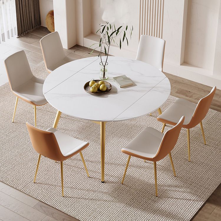 Table de salle à manger extensible moderne avec plateau en pierre et 4 pieds