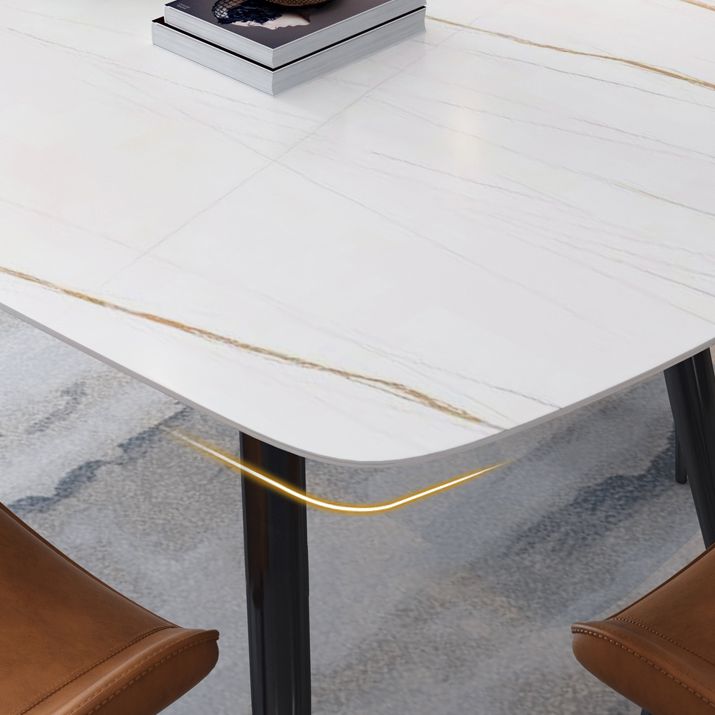 Industrial Home Sintered Stone Scratch Resistant Dining Table 4 Legs Base Rectangle Table Clearhalo ' dining_table' 'Dining Tables & Seating' 'Dining Tables' 'furn' 'furn_dining_table' 'Furniture' 'furniture_dining_table' 'Kitchen & Dining Furniture' 'kitchen&dining_furn' 'kitchen' 'kitchen_dining_table' 1200x1200_cdaceb13-c229-4a50-a03b-9fd18cc72839