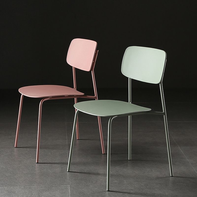 Industrial Armless Kitchen Chair Plastic Open Back Side Indoor Chair with Metal Base Clearhalo 'Dining Chairs' 'Dining Tables & Seating' 'dining_chair' 'furn' 'furn_dining_chair' 'Furniture' 'Kitchen & Dining Furniture' 1200x1200_cdb04093-457a-47c3-9c6c-047cce1603ae