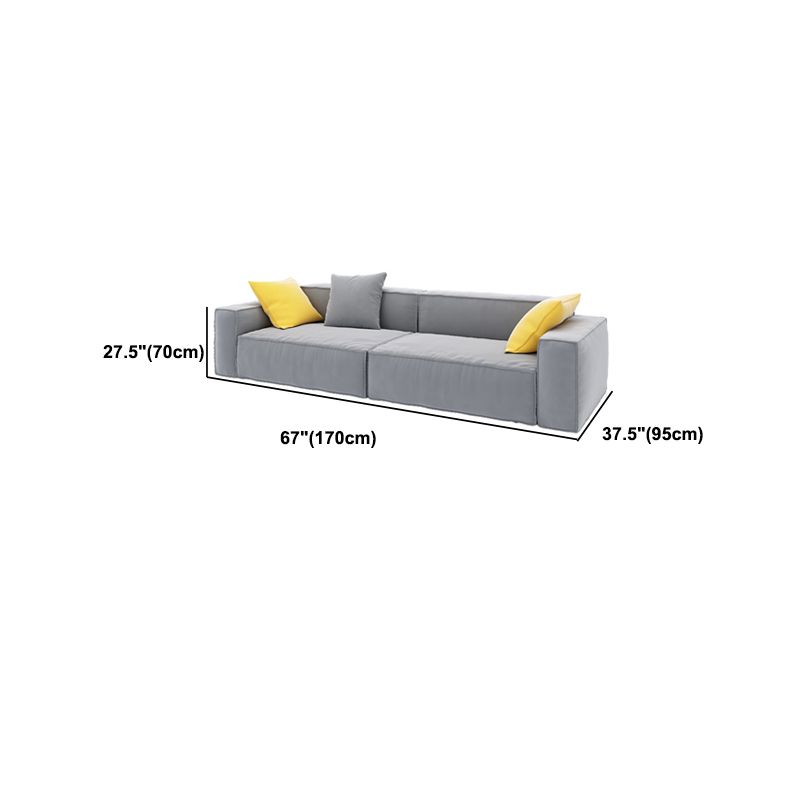 Gray Contemporary Standard Sofa Square Arm Sofa for Living Room, Apartment
