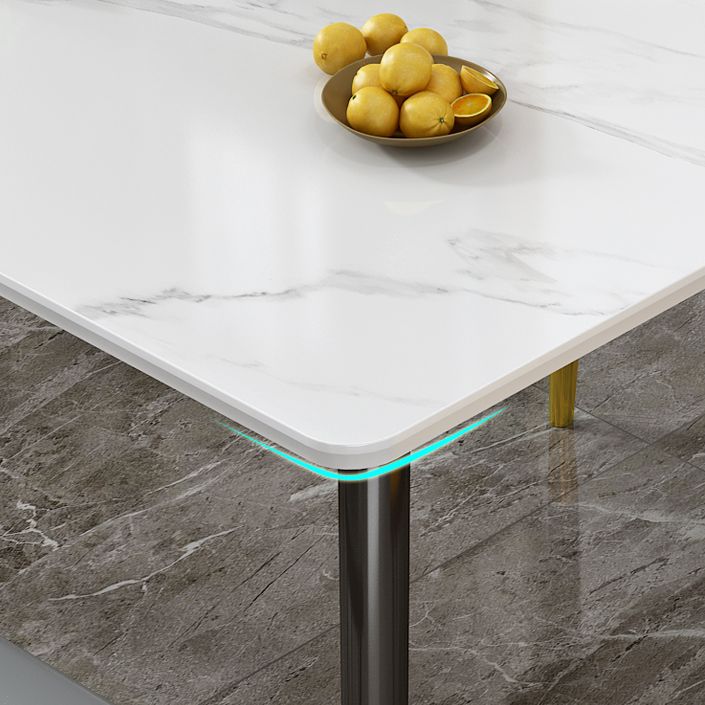 Glam Standard Rectangle Shape Table Sintered Stone Kitchen Dining Table with 4 Legs Base Clearhalo ' dining_table' 'Dining Tables & Seating' 'Dining Tables' 'furn' 'furn_dining_table' 'Furniture' 'furniture_dining_table' 'Kitchen & Dining Furniture' 'kitchen&dining_furn' 'kitchen' 'kitchen_dining_table' 1200x1200_cdb29178-7cc5-43cd-b4f8-761e85eba04b