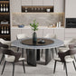 Mesa de comedor moderna con base de pedestal, mesa redonda con base de acero inoxidable