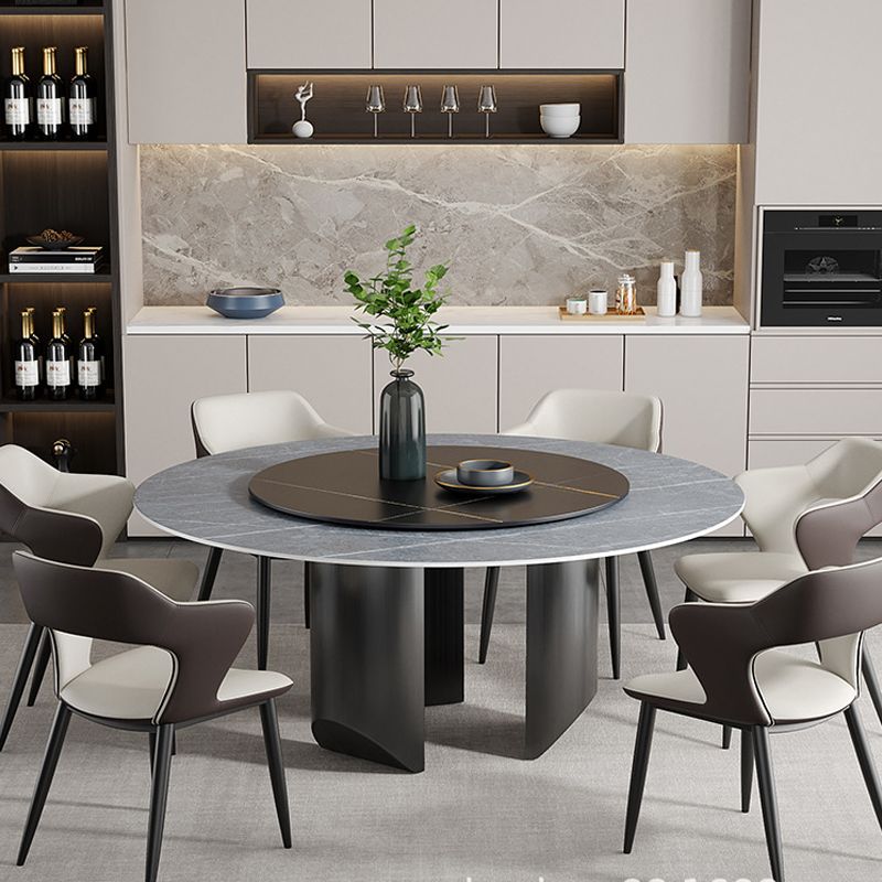Mesa de comedor moderna con base de pedestal, mesa redonda con base de acero inoxidable