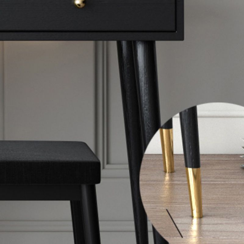 Contemporary Solid Wood Vanity Dressing Table with Mirror and Stool