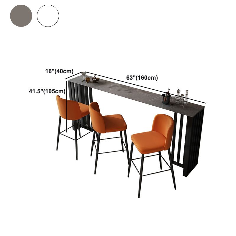 Industrial Style Rectangle Stone Bar Table 42-inch Height Metal Pedestal Bistro Table Clearhalo 'Bar Furniture' 'Bar Tables' 'bar_tables' 'furn' 'furn_bar_tables' 'Furniture' 'furniture_bar_tables' 'Kitchen & Dining Furniture' 1200x1200_cdb90840-ca8c-473b-bc7c-c2595f43e35d
