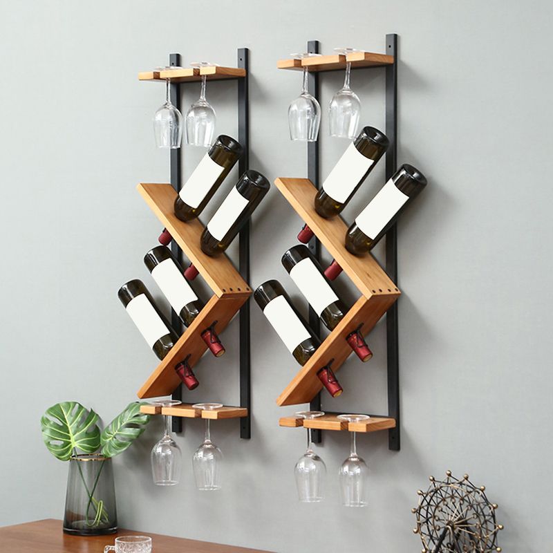 Wall Mounted Wine Shelf Wood and Metal Wine Holder Rack for Kitchen Clearhalo 'furn' 'furn_wine_racks' 'Furniture' 'Kitchen & Dining Furniture' 'Wine Racks' 'wine_racks' 1200x1200_cdb9c80c-e354-4031-a15d-00f672361598