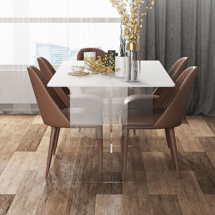 Modern Rectangle Sintered Stone Dining Table Set 1/4/5/6 Pieces Dining Set Clearhalo 'Dining Room Sets' 'Dining Tables & Seating' 'dining_room_set' 'furn' 'furn_dining_room_set' 'Furniture' 'Kitchen & Dining Furniture' 1200x1200_cdb9fda0-97f8-40bf-849b-ce84b8231340