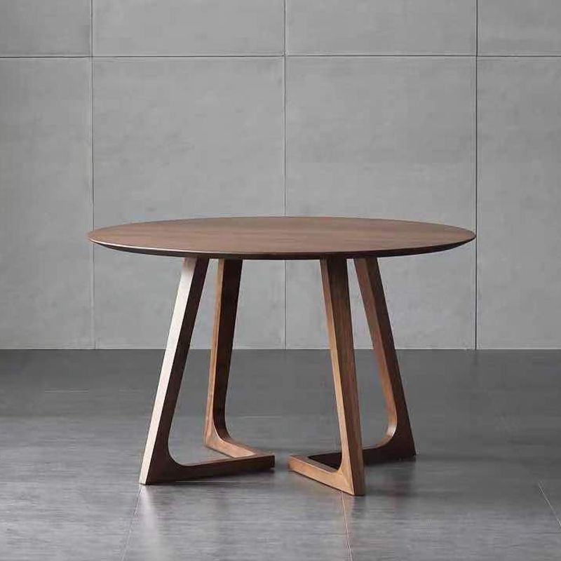 Round Ash Wood Dining Table Modern Solid Wood Table with Metal Double Pedestal Clearhalo ' dining_table' 'Dining Tables & Seating' 'Dining Tables' 'furn' 'furn_dining_table' 'Furniture' 'furniture_dining_table' 'Kitchen & Dining Furniture' 'kitchen&dining_furn' 'kitchen' 'kitchen_dining_table' 1200x1200_cdbb4909-3810-4770-8d1a-2522a1cb19ab