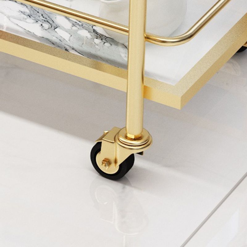 Modern Faux Marble Prep Table Rectangular Prep Table with Casters