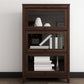 Espresso Shelf Bookcase Modern & Contemporary Bookshelf with Doors for Study Room