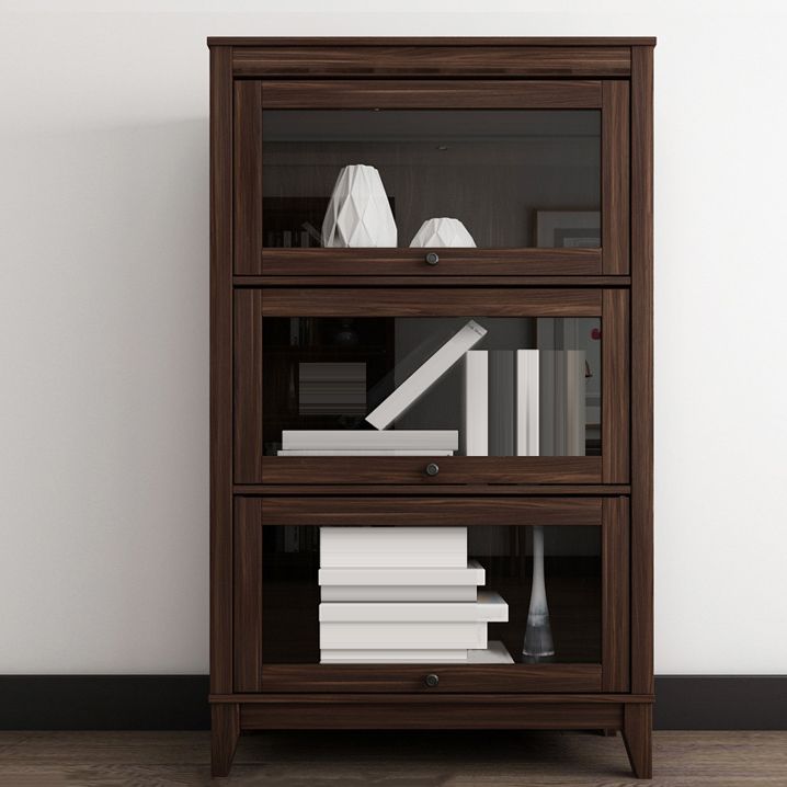 Espresso Shelf Bookcase Modern & Contemporary Bookshelf with Doors for Study Room